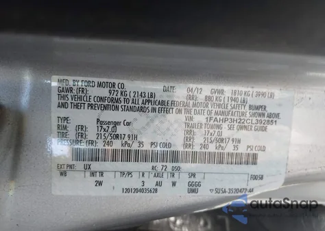 2012 Ford Focus Sel from USA, damaged, VIN 1FAHP3H22CL392851